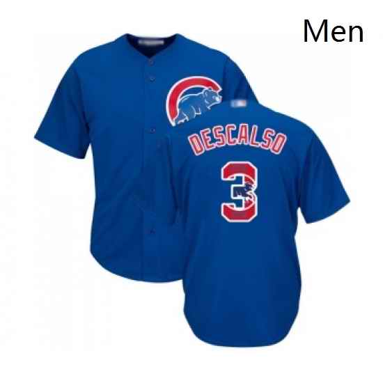 Mens Chicago Cubs 3 Daniel Descalso Authentic Royal Blue Team Logo Fashion Cool Base Baseball Jersey
